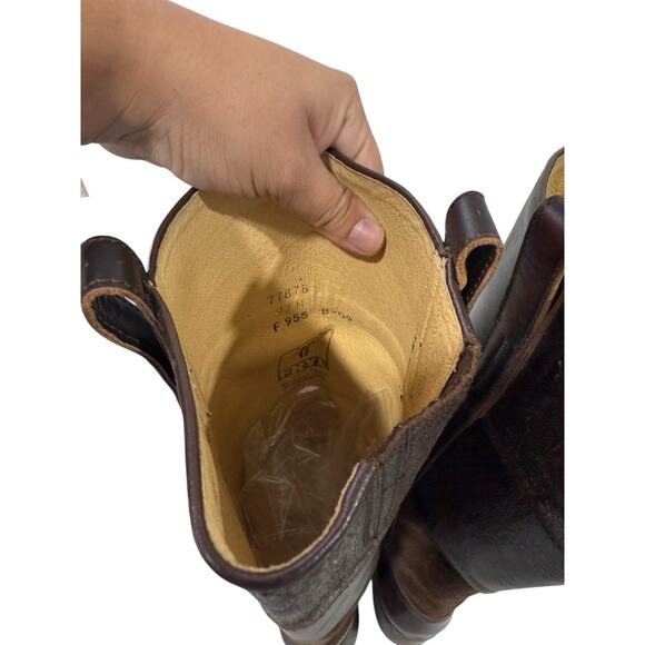 FRYE Womens Samantha Knee High Patchwork Riding Brown Boots Boho Leather 9 M - Picture 7 of 12